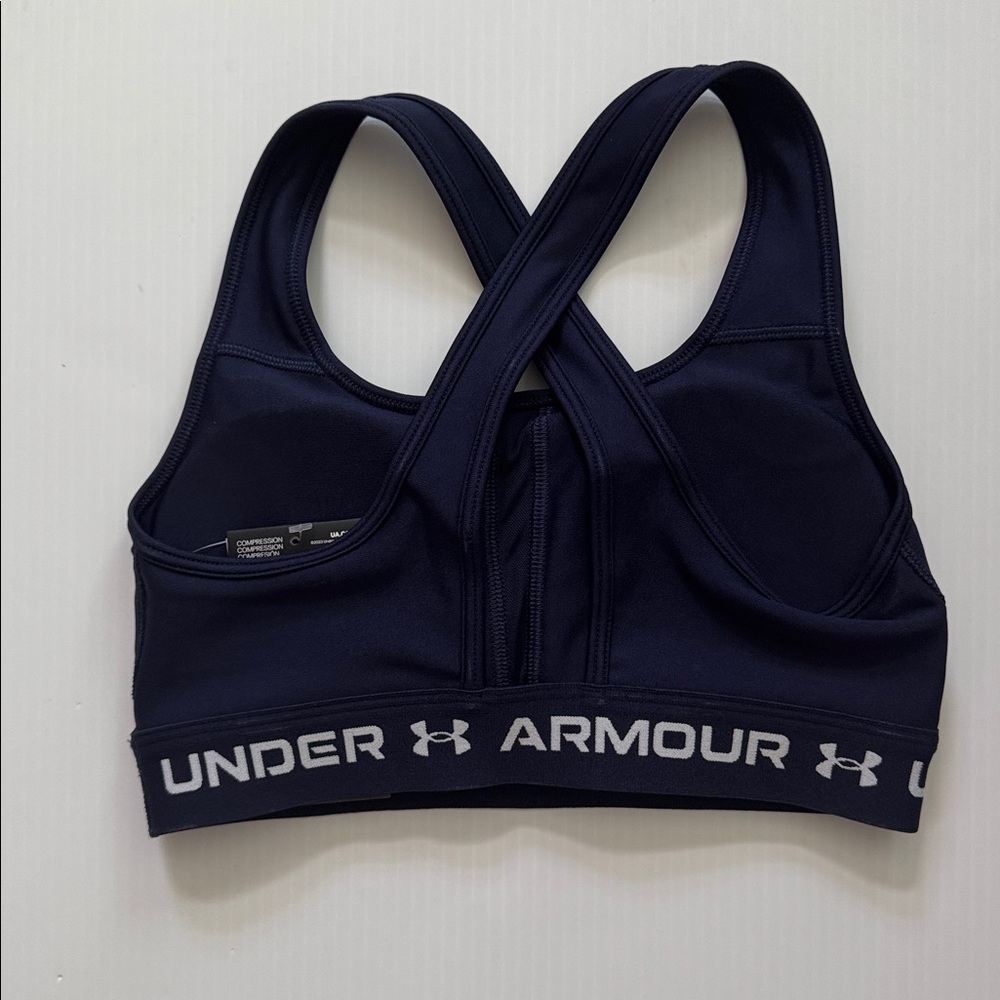 Under Armour Crossback Mid Navy Sports Bra Womens Small NWT - Picture 4 of 7